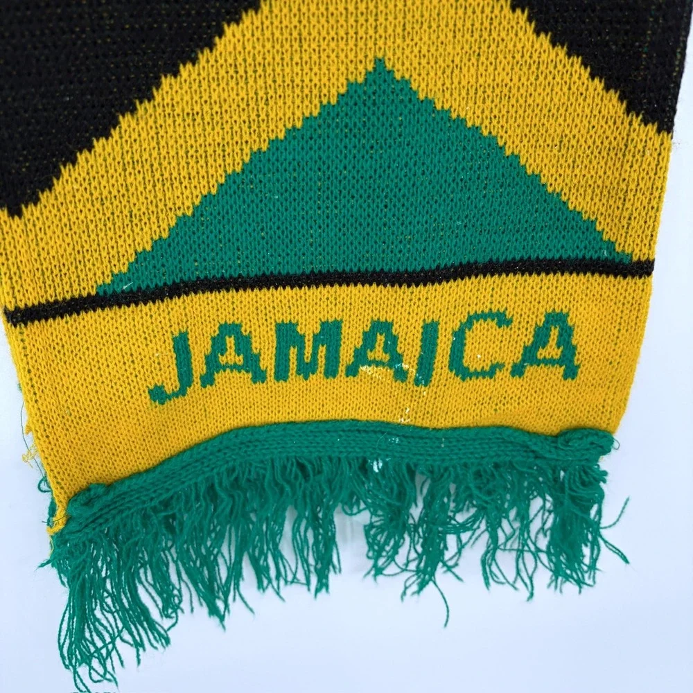 Jamaica Soccer‎ Scarf Yellow Green National Team Futbol Fringe 52 Inches